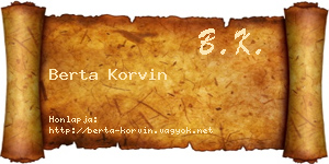 Berta Korvin névjegykártya